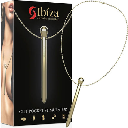Goldfarbener metallischer clit pocket stimulator mit kette und edelstein-artigem verschluss usb-ladegerät 12 vibrationsmodi