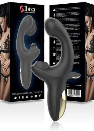 Schwarzer und goldener ibizan vibrator ibiza mit ergonomischen kurven zum fingern und pulsieren
