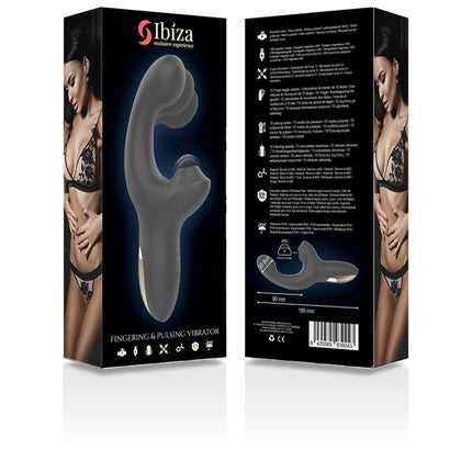 Grauer ibiza finger und pulsierender vibrator aus silikon mit goldfarbener basis für fingern und pulsieren