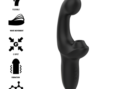 Ibiza finger und pulsierender vibrator aus schwarzem superweichem silikon mit flexibler wellenbewegung und vibration