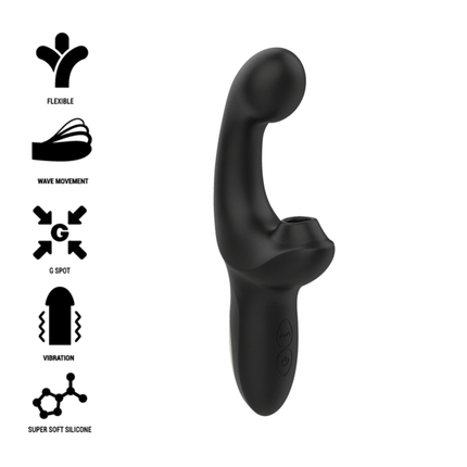 Ibiza finger und pulsierender vibrator aus schwarzem superweichem silikon mit flexibler wellenbewegung und vibration