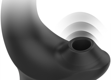 Schwarzer ibiza finger- und pulsierender vibrator aus silikon mit glattem design und zentralem einführloch