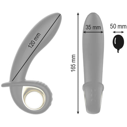 Grauer silikon aufblasbarer anal und vaginal vibrator ibiza mit ergonomischer form und ring am fußende