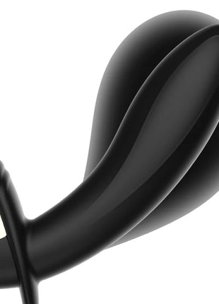 Schwarzer silikon-analplug mit goldfarbenem metallring basis ibiza leistungsstarker aufblasbarer vibrator mit fernbedienung