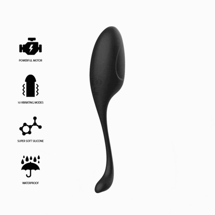 Schwarzer, elegant geschwungener silikon vibrator ibiza mit fernbedienung und ergonomischem design