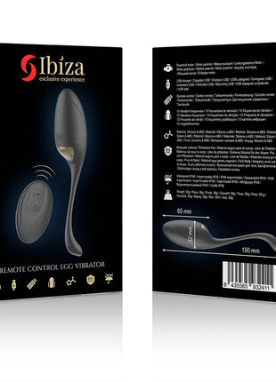 Schwarzer ibiza leistungsstarker eiervibrator mit fernbedienung in ergonomischem design und passender fernbedienung