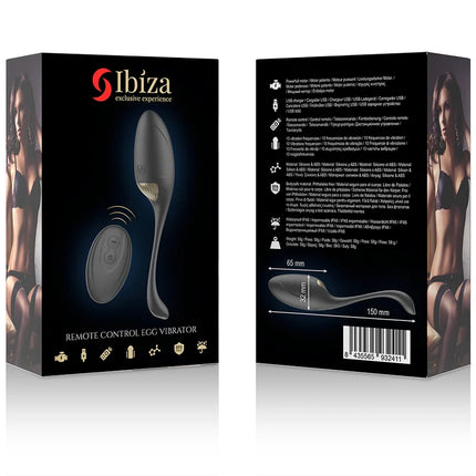 Schwarzer ibiza leistungsstarker eiervibrator mit fernbedienung in ergonomischem design und passender fernbedienung