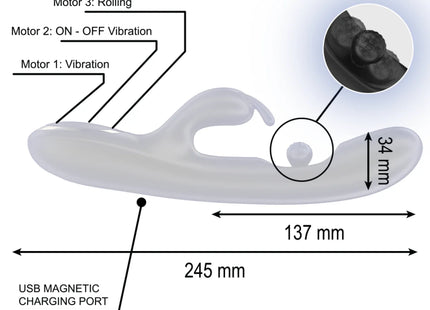 IBIZA - LEISTUNGSSTARKER RABBIT-VIBRATOR MIT MASSAGE-ROLLENPERLE - Rabbit-Vibratoren