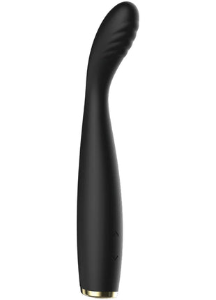 Schwarzer silikon vibrator ibiza mit goldfarbenem grund und dezent texturierter griffigkeit flexibler g-punkt-vibrator