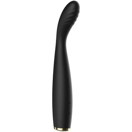 Schwarzer silikon vibrator ibiza mit goldfarbenem grund und dezent texturierter griffigkeit flexibler g-punkt-vibrator
