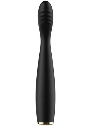 Ibiza leistungsstarker flexibler g-punkt-vibrator aus schwarzem silikon mit goldfarbener basis und strukturierter griffzone