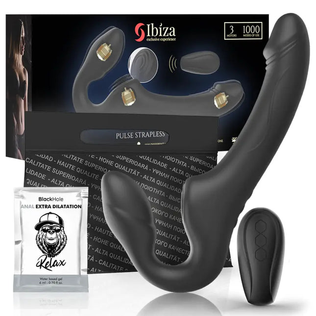 IBIZA - RIEMENLOSER VIBRATOR MIT FERNBEDIENUNGS-DRUCKKNOPF - Leinelose Geschirre