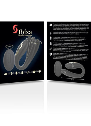Ibiza rotierender doppelvibrator grauer silikonring mit geschwungener form und goldfarbenen akzenten