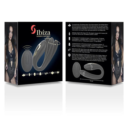 Ibiza rotierender doppelvibrator grauer silikonring mit geschwungener form und goldfarbenen akzenten