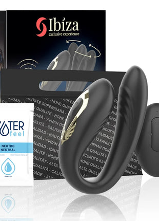 Schwarzer ibiza rotierender doppelvibrator mit goldakzenten für intensive stimulation