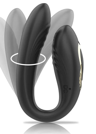 Ibiza rotierender Doppelvibrator schwarz silikon mit ergonomischem design und dezenten goldakzenten