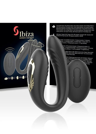 Schwarzer und goldener ibizan rotierender doppelvibrator mit ergonomischem design für exklusive sinnliche erfahrungen