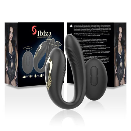 Schwarzer und goldener ibizan rotierender doppelvibrator mit ergonomischem design für exklusive sinnliche erfahrungen