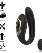 Schwarzer und goldener silikon doppelvibrator ibiza mit ergonomischem design und strukturiertem bedienfeld