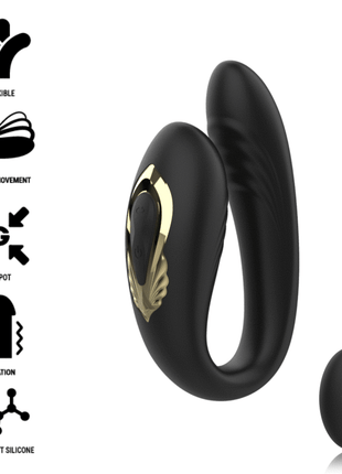 Schwarzer und goldener silikon doppelvibrator ibiza mit ergonomischem design und strukturiertem bedienfeld