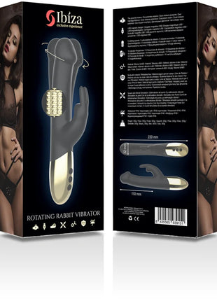 Ibiza rotierender kaninchenvibrator in grau und gold mit texturiertem ergonomischem design