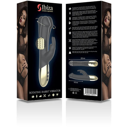 Ibiza rotierender kaninchenvibrator in grau und gold mit texturiertem ergonomischem design