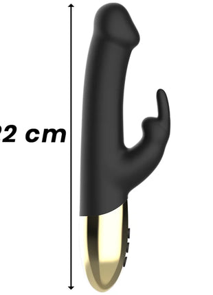 Schwarzer und goldener rotierender kaninchenvibrator ibiza 22 cm lang für intensiven genuss