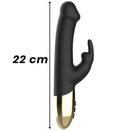 Schwarzer und goldener rotierender kaninchenvibrator ibiza 22 cm lang für intensiven genuss