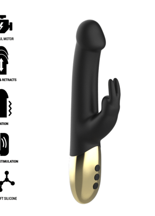 Schwarzer und goldener silikon kaninchenvibrator ibiza mit rotierendem funktion und ergonomischem design