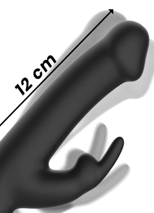 Schwarzer silikon rotierender kaninchenvibrator ibiza mit 12 cm länge und ergonomischem griff in handform