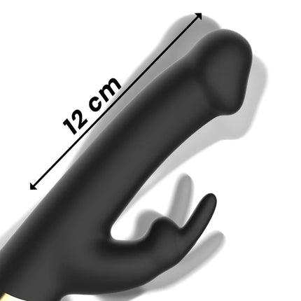 Schwarzer silikon rotierender kaninchenvibrator ibiza mit 12 cm länge und ergonomischem griff in handform
