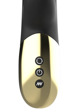 Schwarzer und goldener silikongriff kaninchenvibrator ibiza mit drei steuerungstasten und rotierender funktion