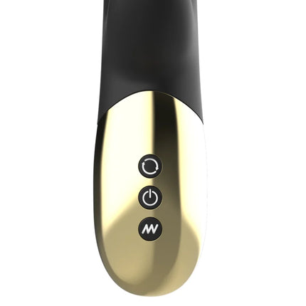 Schwarzer und goldener silikongriff kaninchenvibrator ibiza mit drei steuerungstasten und rotierender funktion