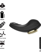 Ibiza silikon-höschenvibrator in schwarz mit goldfarbener metallbasis und fernbedienung aus superweichem silikon