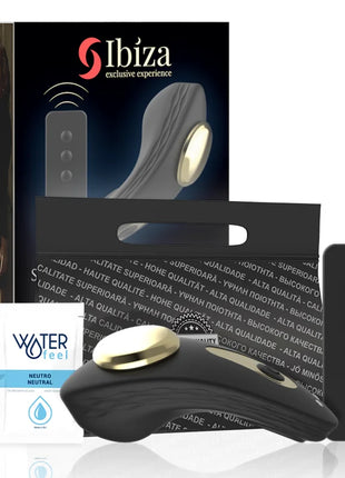 Schwarzer und goldener kabelloser silikon-höschenvibrator mit fernbedienung von ibiza exclusive experience