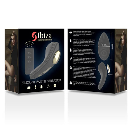 Ibiza silikon-höschenvibrator in grau mit fernbedienung und rundem led-licht vorne aus weichem silikon