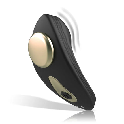 Ibiza silikon-höschenvibrator mit fernbedienung in schwarz und gold mit ergonomischem design und vibrationstechnologie