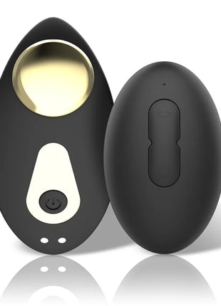 Ibiza silikon-höschenvibrator mit fernbedienung in schwarz und gold mit ergonomischem design aus silikon