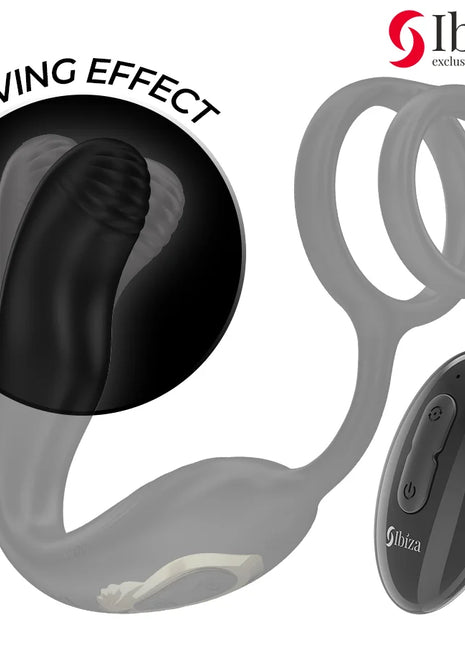 IBIZA - WIGGLE FERNGESTEUERTER ROTIERENDER ANALSTECKER MIT DAMMVIBRATION UND PENISVERGRÖSSERUNGSRINGEN - Analplug