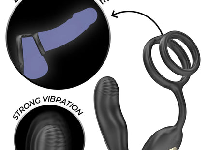 IBIZA - WIGGLE FERNGESTEUERTER ROTIERENDER ANALSTECKER MIT DAMMVIBRATION UND PENISVERGRÖSSERUNGSRINGEN - Analplug