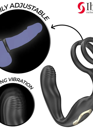 IBIZA - WIGGLE FERNGESTEUERTER ROTIERENDER ANALSTECKER MIT DAMMVIBRATION UND PENISVERGRÖSSERUNGSRINGEN - Analplug