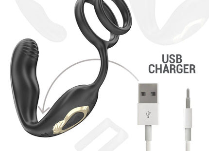 IBIZA - WIGGLE FERNGESTEUERTER ROTIERENDER ANALSTECKER MIT DAMMVIBRATION UND PENISVERGRÖSSERUNGSRINGEN - Analplug