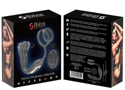 IBIZA - WIGGLE FERNGESTEUERTER ROTIERENDER ANALSTECKER MIT DAMMVIBRATION UND PENISVERGRÖSSERUNGSRINGEN - Analplug