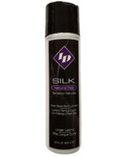 Schwarz-weiße zylindrische flasche id silk natürliches gefühl wasserbasiertes schmiermittel mit lila diamant-logo 250 ml