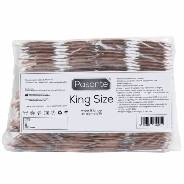 PASANTE - CONDOMS KING SIZE POUCHES 144 UNITS