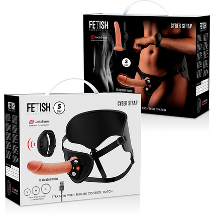 FETISH SUBMISSIVE CYBER STRAP - HARNESS WITH REMOTE CONTROL DILDO WATCH TECHNOLOGY