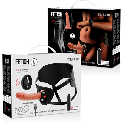 FETISH SUBMISSIVE CYBER STRAP - HARNESS WITH DILDO AND BULLET REMOTE CONTROL WATCHME-L TECHNOLOGY