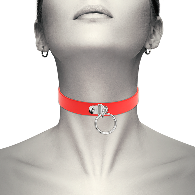 COQUETTE CHIC DESIRE - COLLAR DE CUERO VEGANO ROJO, ACCESORIO FETICHE PARA MUJER