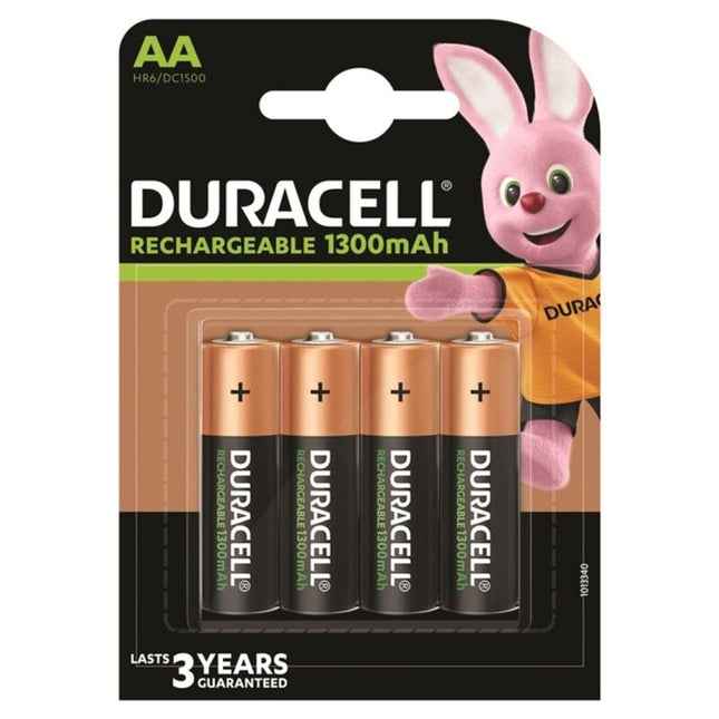 DURACELL - RECHARGEABLE BATTERY HR6 AA 1300 mAh 4 UNITS