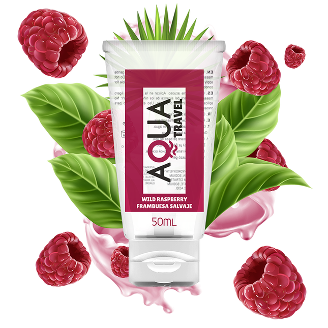 AQUA TRAVEL - WATER-BASED LUBRICANT WITH WILD RASPBERRY FLAVOR - 50 ML